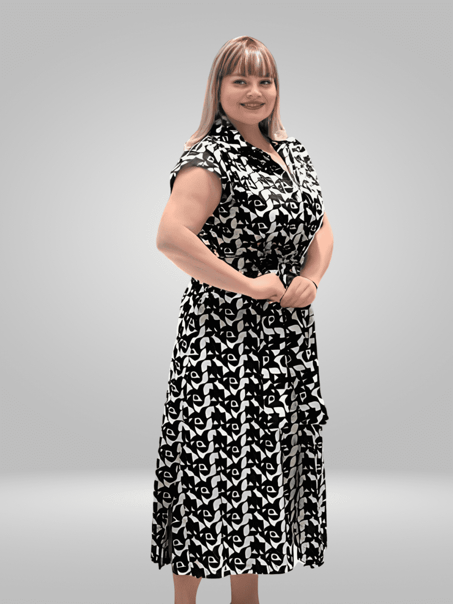 Introducing the Pienna Plus Size Dress, a stylish and comfortable option for all-day wear. Made with lightweight fabric for breathability, this dress is perfect for any occasion. Contact us for measurements and find your perfect fit today.