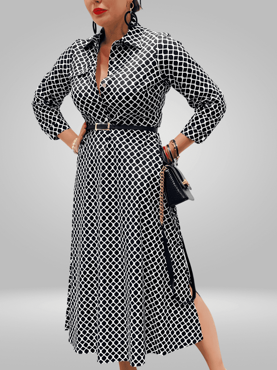 Introducing the Pienna Dress, a stylish and comfortable plus size blouse made from lightweight fabric for all-day wear. Perfect for any occasion, this dress offers a comfortable fit and breathability. Shop now and elevate your wardrobe with this must-have piece.