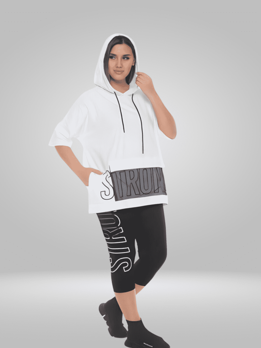 Upgrade your wardrobe with the Natural Munna Plus Size Hoodie and Capri Shorts set. Made from a soft and stretchy fabric, this set offers a comfortable fit and breathability for all-day wear. Available in sizes 22-28, the lightweight fabric is designed to flatter your curves and provide a relaxed fit. The set includes a hoodie and capri shorts, perfect for a casual and stylish look. Check out the size chart for accurate measurements in centimeters. Elevate your style with this must-have set.