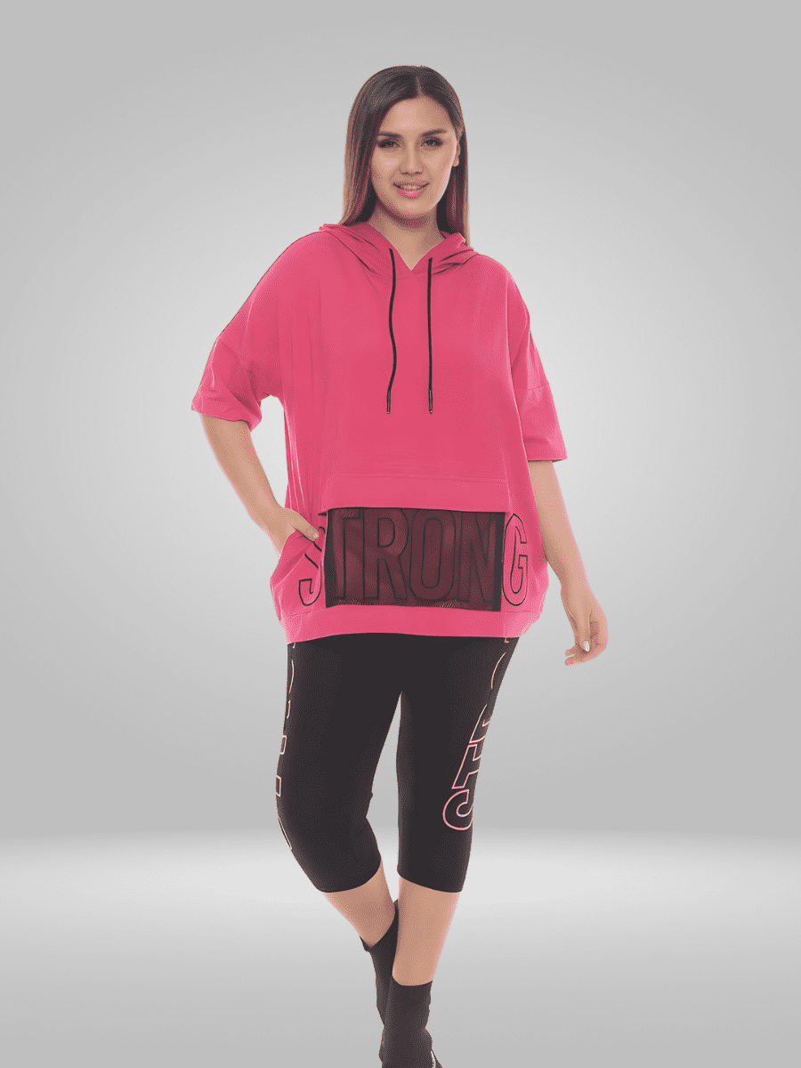 Upgrade your wardrobe with the Natural Munna Plus Size Hoodie and Capri Shorts set. Made from a soft and stretchy fabric, this set offers a comfortable fit and breathability for all-day wear. Available in sizes 22-28, the lightweight fabric is designed to flatter your curves and provide a relaxed fit. The set includes a hoodie and capri shorts, perfect for a casual and stylish look. Check out the size chart for accurate measurements in centimeters. Elevate your style with this must-have set.