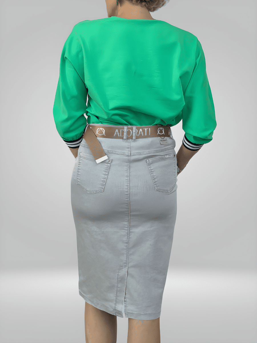 Upgrade your denim game with the Adorati Plus Size Denim Skirt, available in sizes 12-26. This stylish skirt is designed to flatter curvy figures, with a flat lay measurement of 86cm at the waist and 104cm at the hip. The length measures 66cm, and the hem is 104cm. Perfect for any occasion, this denim skirt is a must-have for your wardrobe.