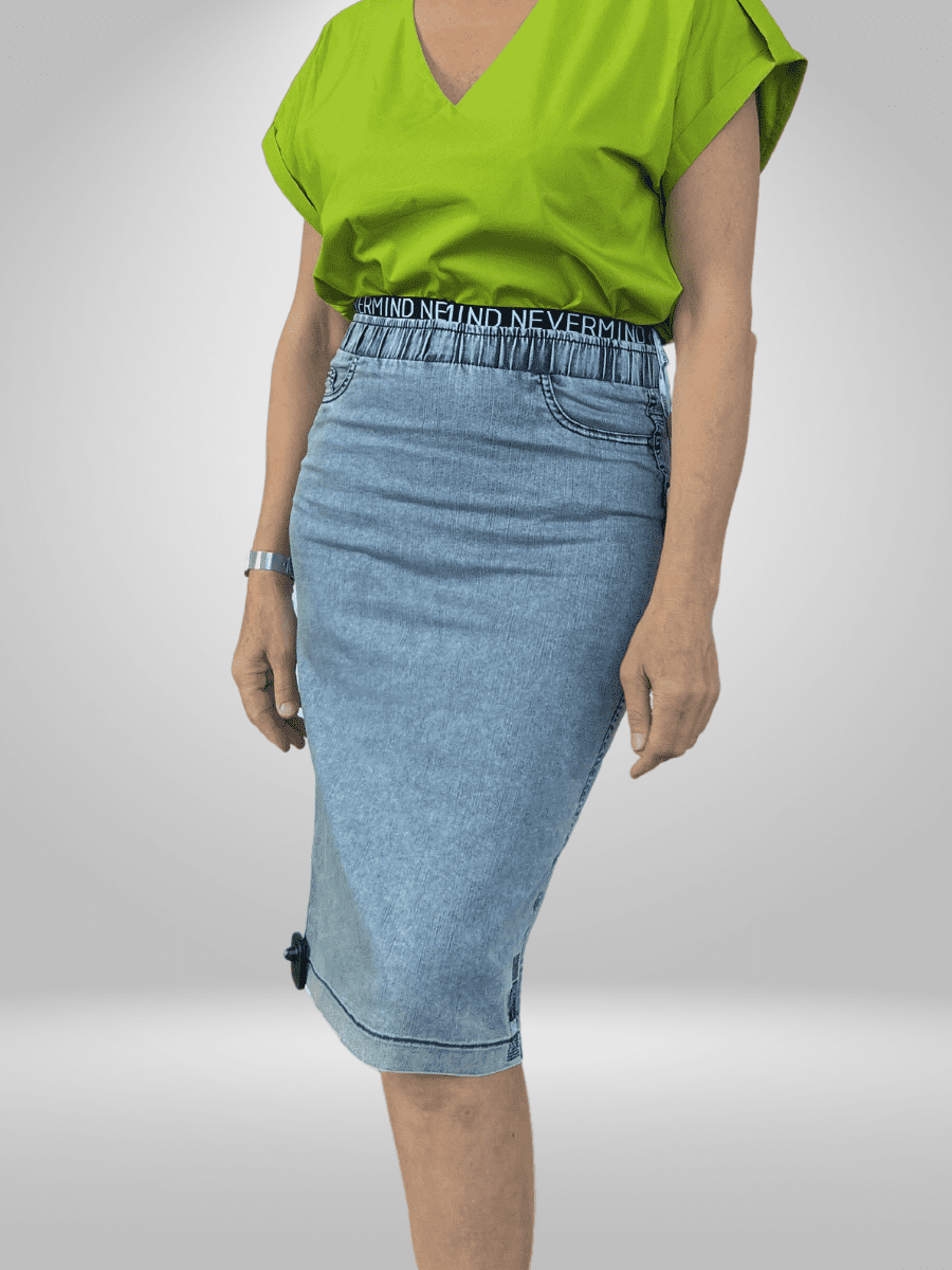 Upgrade your wardrobe with the Mosento Skirt - a stylish and comfortable denim skirt perfect for any occasion. Made with high-quality materials, this skirt offers durability and effortless fashion. Say goodbye to uncomfortable clothing and hello to the ultimate comfort and style combination. Available in sizes 12-18.