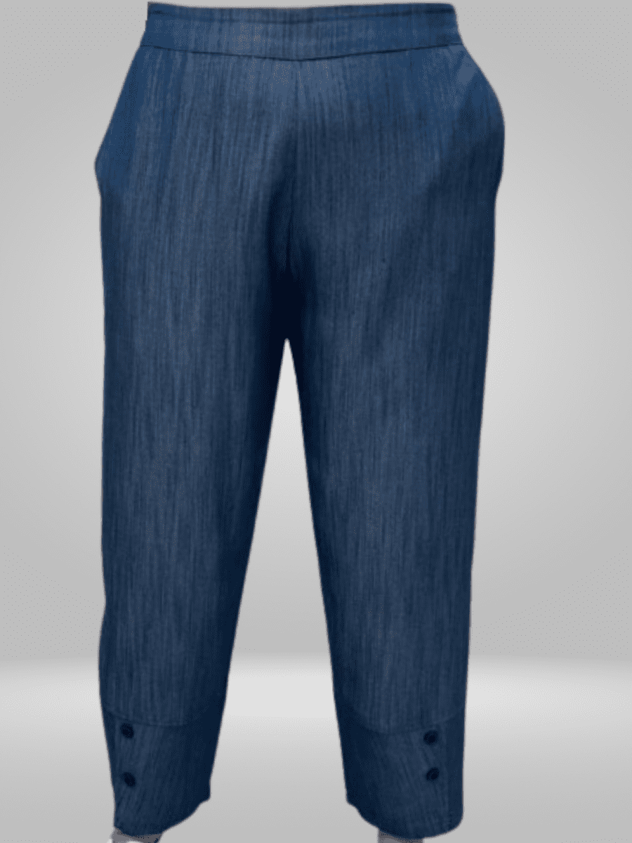 Upgrade your wardrobe with the BISA Cigarette Pants, made from premium denim fabric. These versatile pants offer a timeless design and a comfortable fit, perfect for any occasion. Experience the ultimate blend of durability, comfort, and style with these must-have pants.
