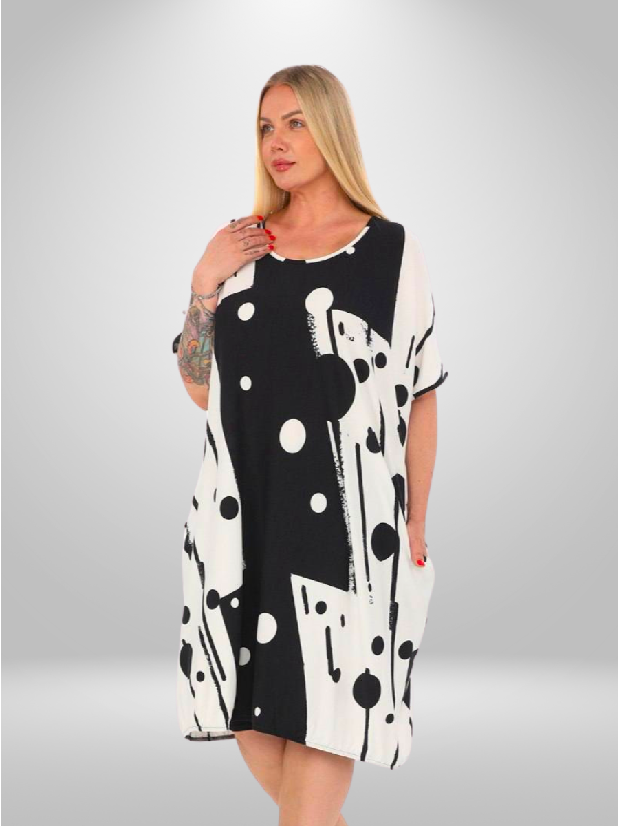 Divas Plus Size Abstract Polka Dot Tunic