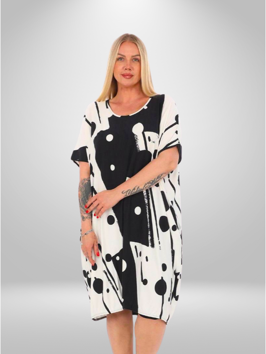 Divas Plus Size Abstract Polka Dot Tunic