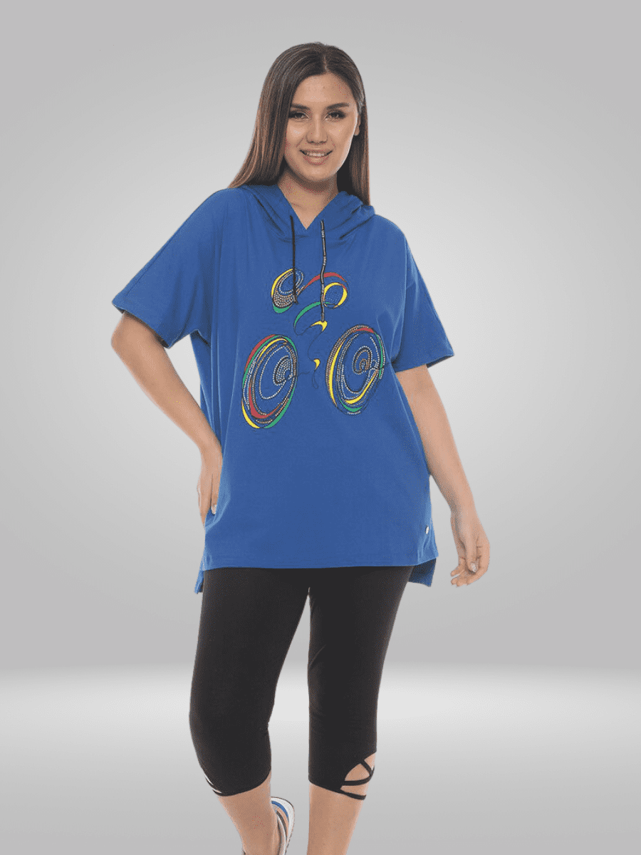Stay cozy and stylish with our Natural Munna Plus Size Hoodie Blouse. Made with lightweight fabric for breathability, this blouse offers a comfortable fit for all-day wear. The embroidered rhinestone pattern adds a touch of sparkle to your look. Perfect for any occasion, this blouse is a must-have for your wardrobe. Shop now!