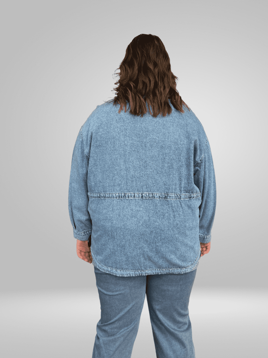 Upgrade your wardrobe with our stylish Avantgarde Plus Size Jacket, specially designed for curvy figures. Made from high-quality denim, this jacket comes in sizes 18-24 for a perfect and flattering fit. Elevate your fashion game with this must-have piece.