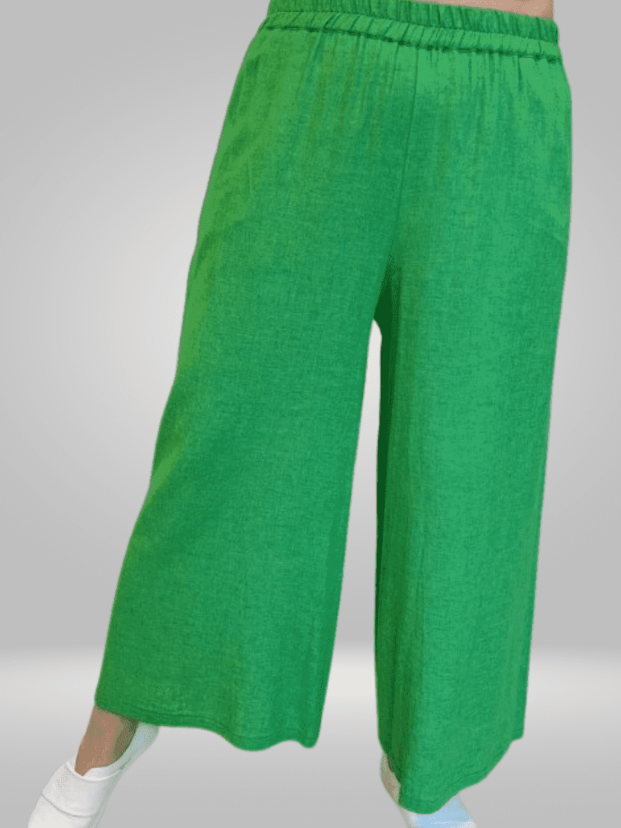 Upgrade your wardrobe with our BISA Linen Palazzos Relaxed Fit Pants. Made from lightweight linen, these pants offer a comfortable and stylish fit. Perfect for warm weather, they effortlessly elevate your look. Crafted with 95% viscose and 5% elastane fabric for a durable and flattering fit. Shop now for a modern and effortless addition to your wardrobe.
