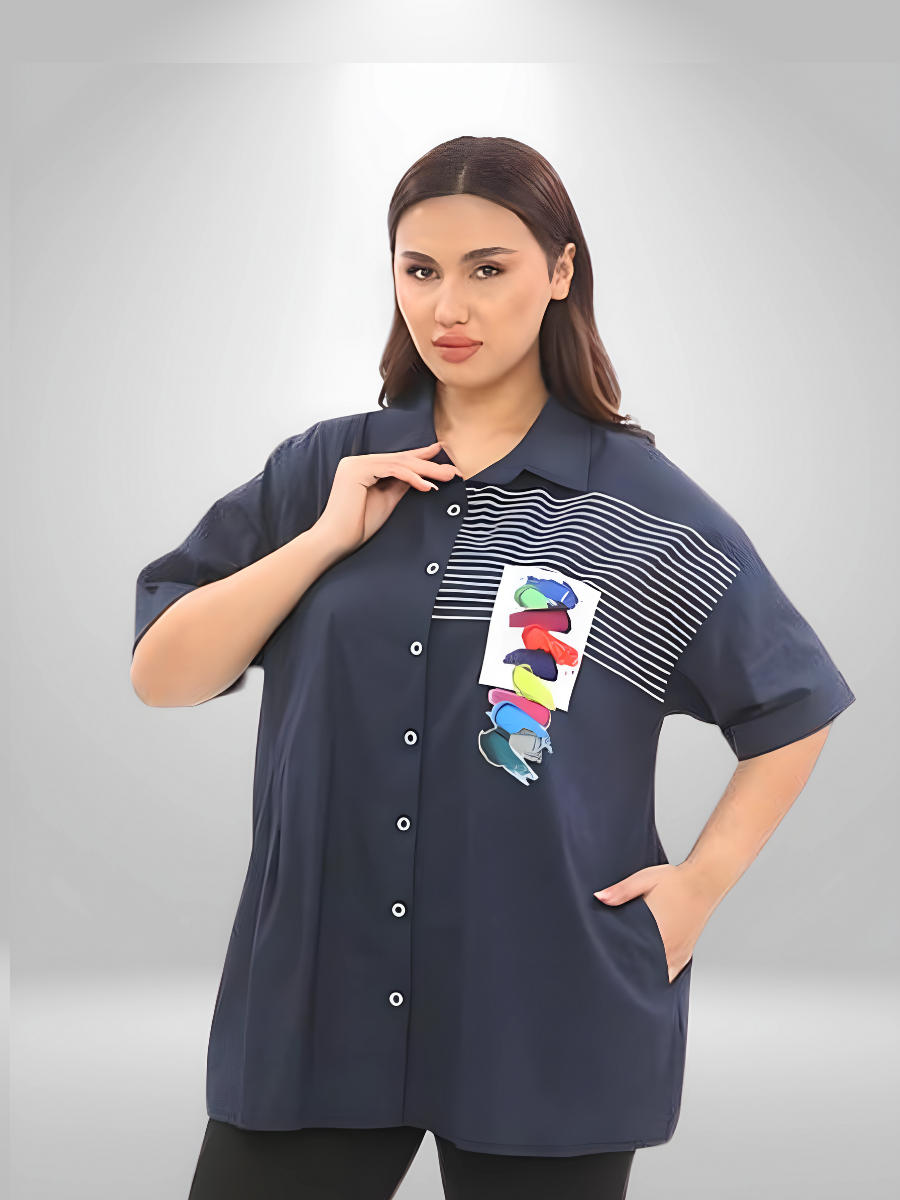 Natural Munna Paint Strokes Plus Size Shirt