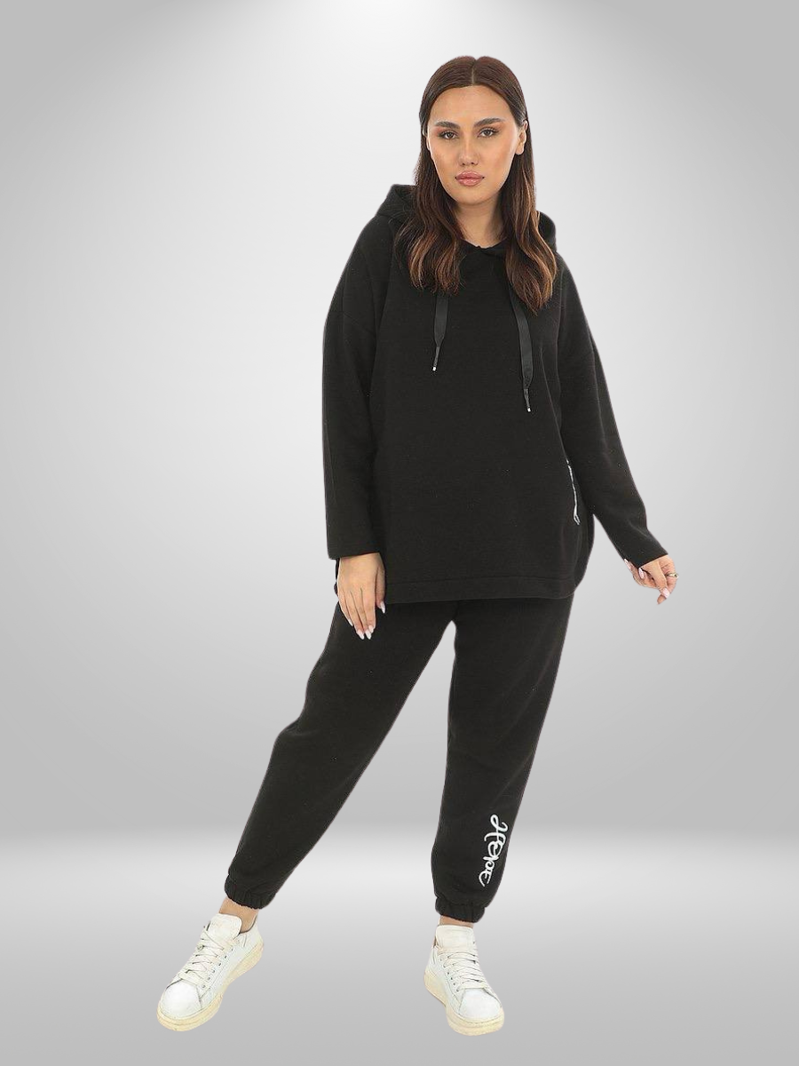 Natural Autumn/Winter Munna Plus Size Hoodie & Pants Set