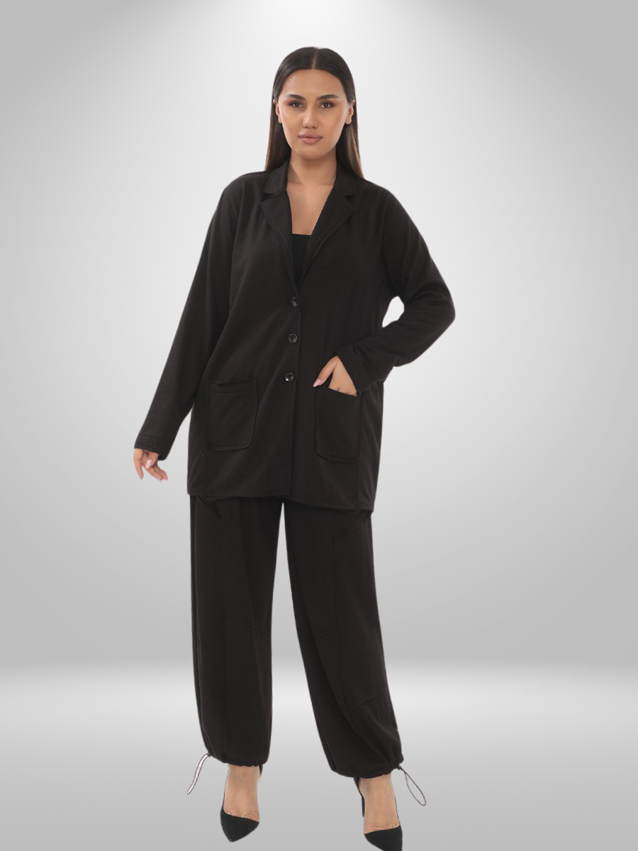 Natural Autumn/Winter Munna Plus Size Jacket & Pants Set