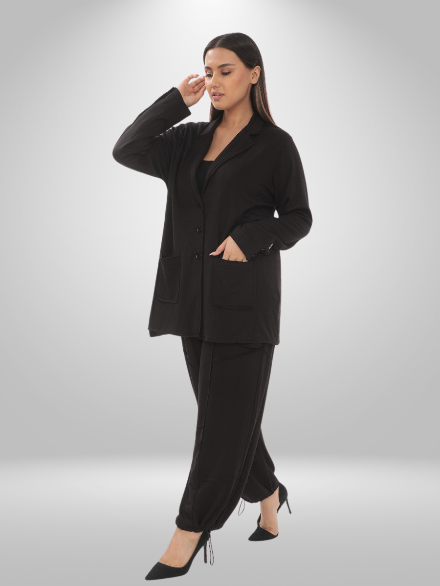 Natural Autumn/Winter Munna Plus Size Jacket & Pants Set