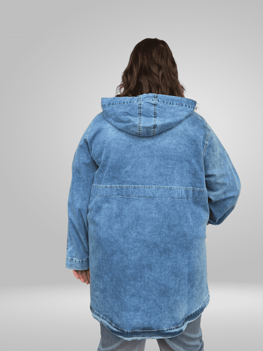 Upgrade your wardrobe with the Duran Plus Size Denim Jacket Hoodie. Made from premium materials, this stylish and cozy jacket features pockets, a soft lining, and adjustable drawstrings for ultimate comfort. A must-have for any fashion-forward individual. Shop now!
